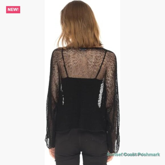 Sheer Poncho Top Lightweight Cover Up Asymmetrical Beach Shrug - Picture 4 of 4